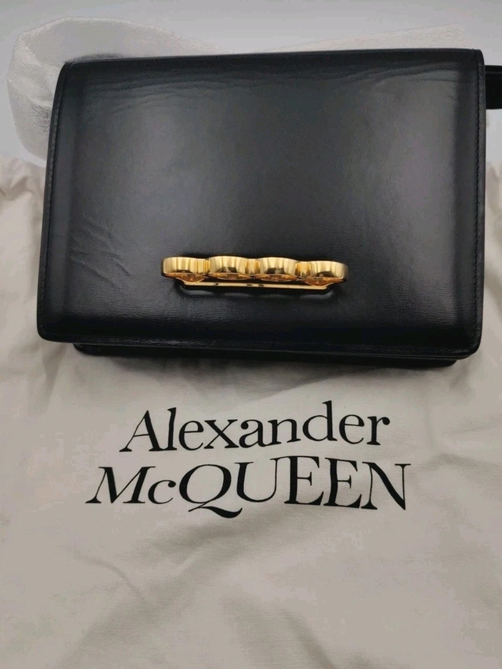 Alexander McQueen Four Ring Box Bag in Black & Red